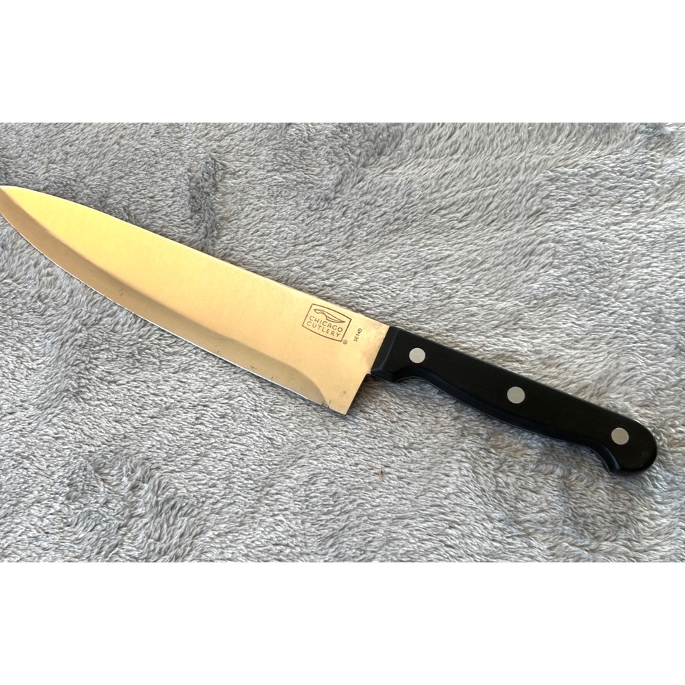 Chicago Cutlery 44S Chef Knife Stainless Blade Wood Handle Vintage